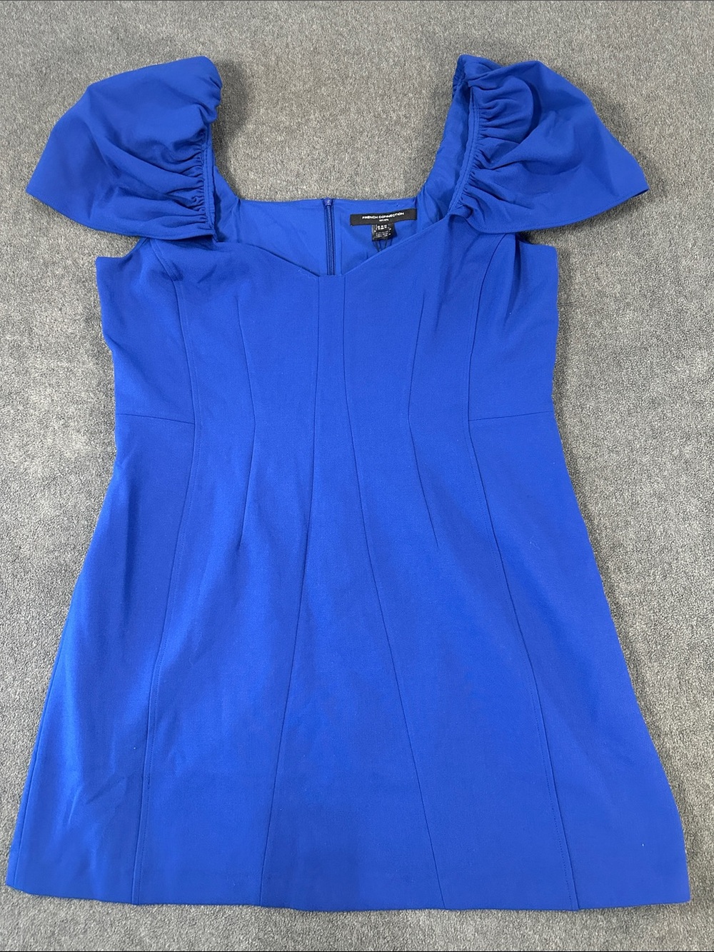 French Connection Whisper Gathered Sleeve Dress in a Vibrant Blue Color NWT (14)